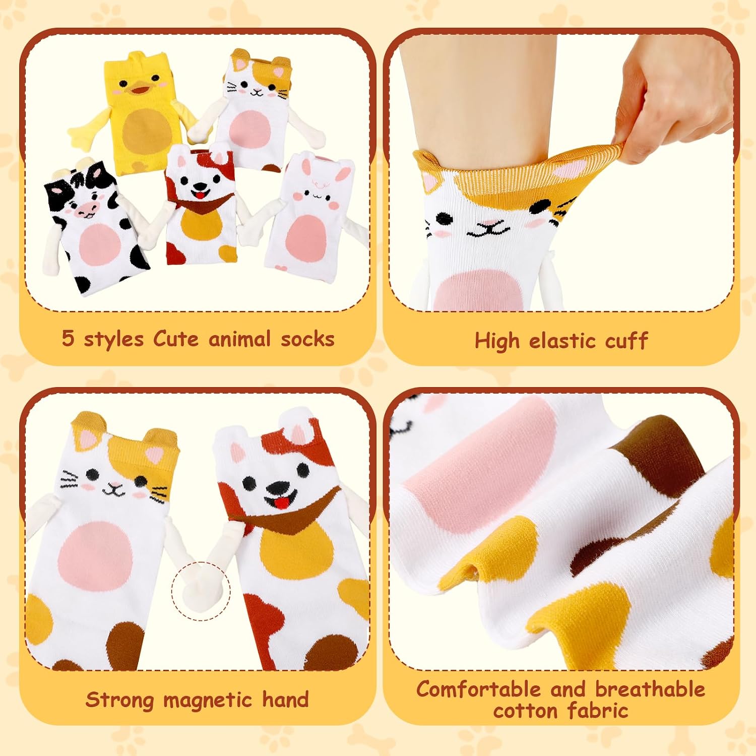 Cute Magnetic Holding Hands Socks Funny Couple Socks image 5