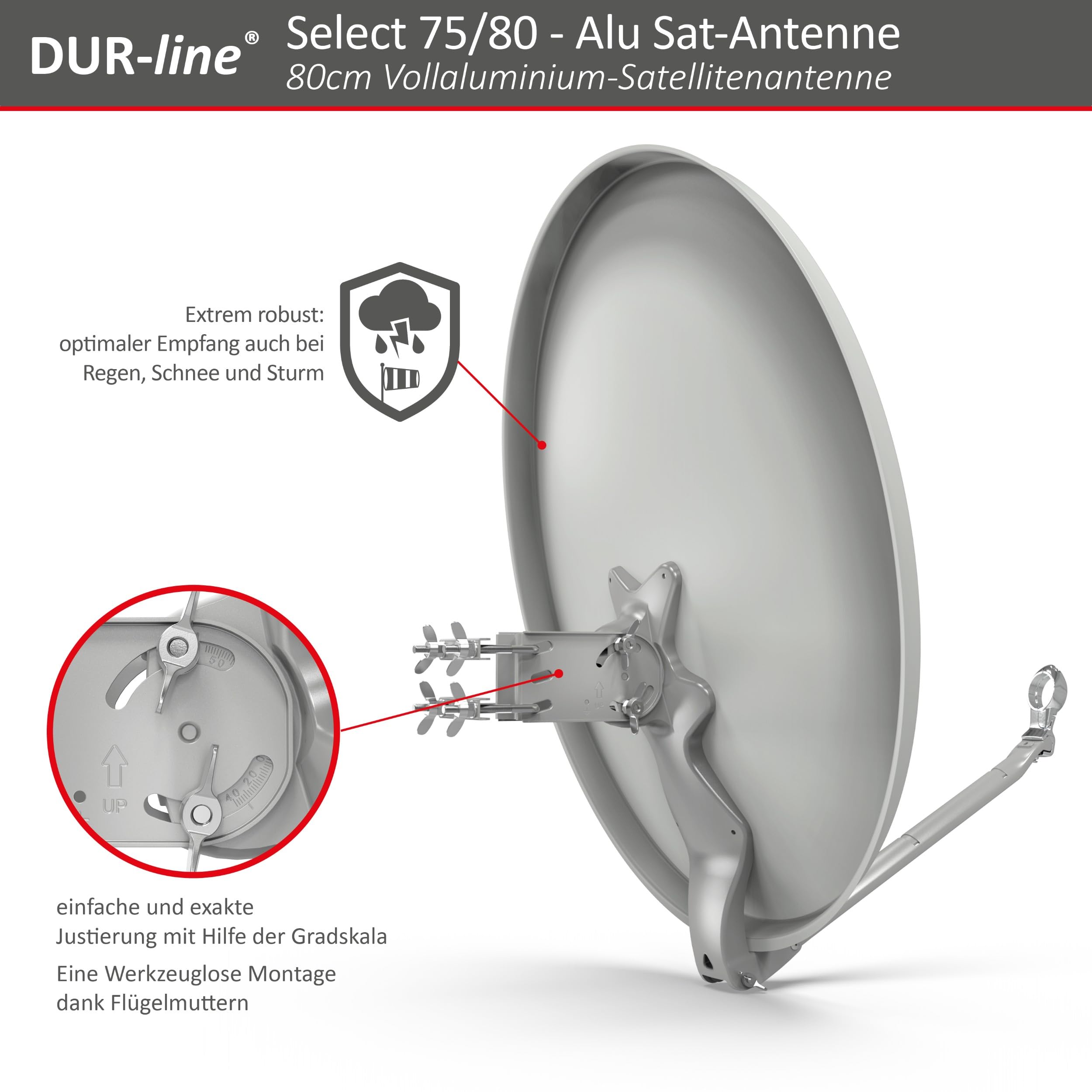 DUR-line Select 75/80 Juego de antena de satélite [LNB, Multiconmutador]