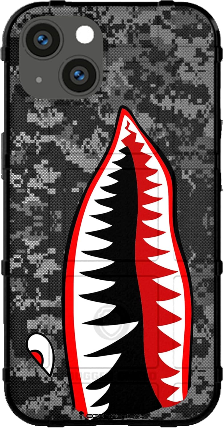 EGO TACTICAL Limited Edition Rugged Shield case Compatible with iPhone 11 Pro P-40 Flying Tigers Warhawk Tiger Shark Teeth on Black Ops Camo