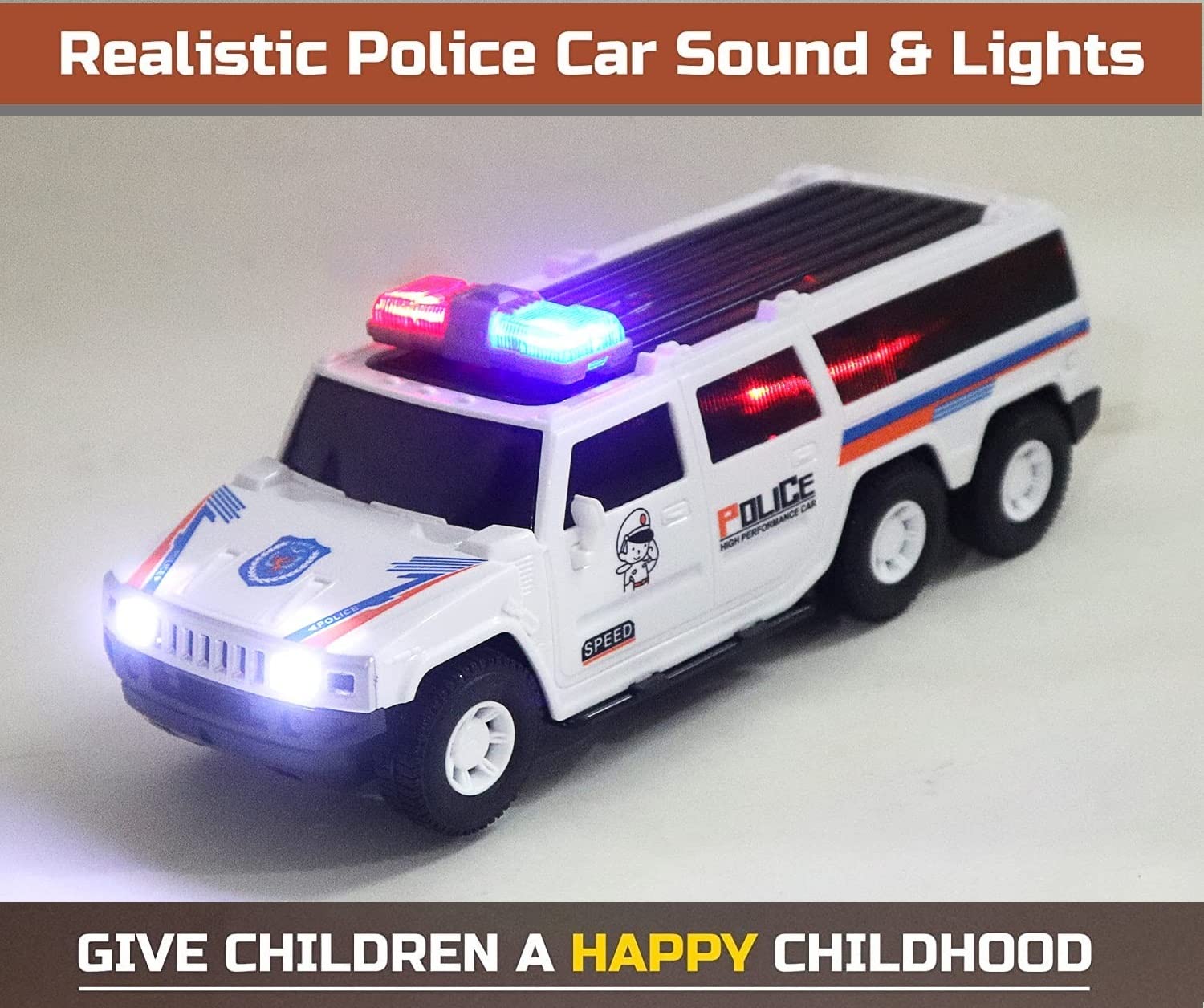 iChoice™ Police Car Toy for Kids with Light & Sound, 360 Degree Rotating Bump and Go Action, Police Jeep with Siren & Light, Multicolor - Image 3 thumbnail