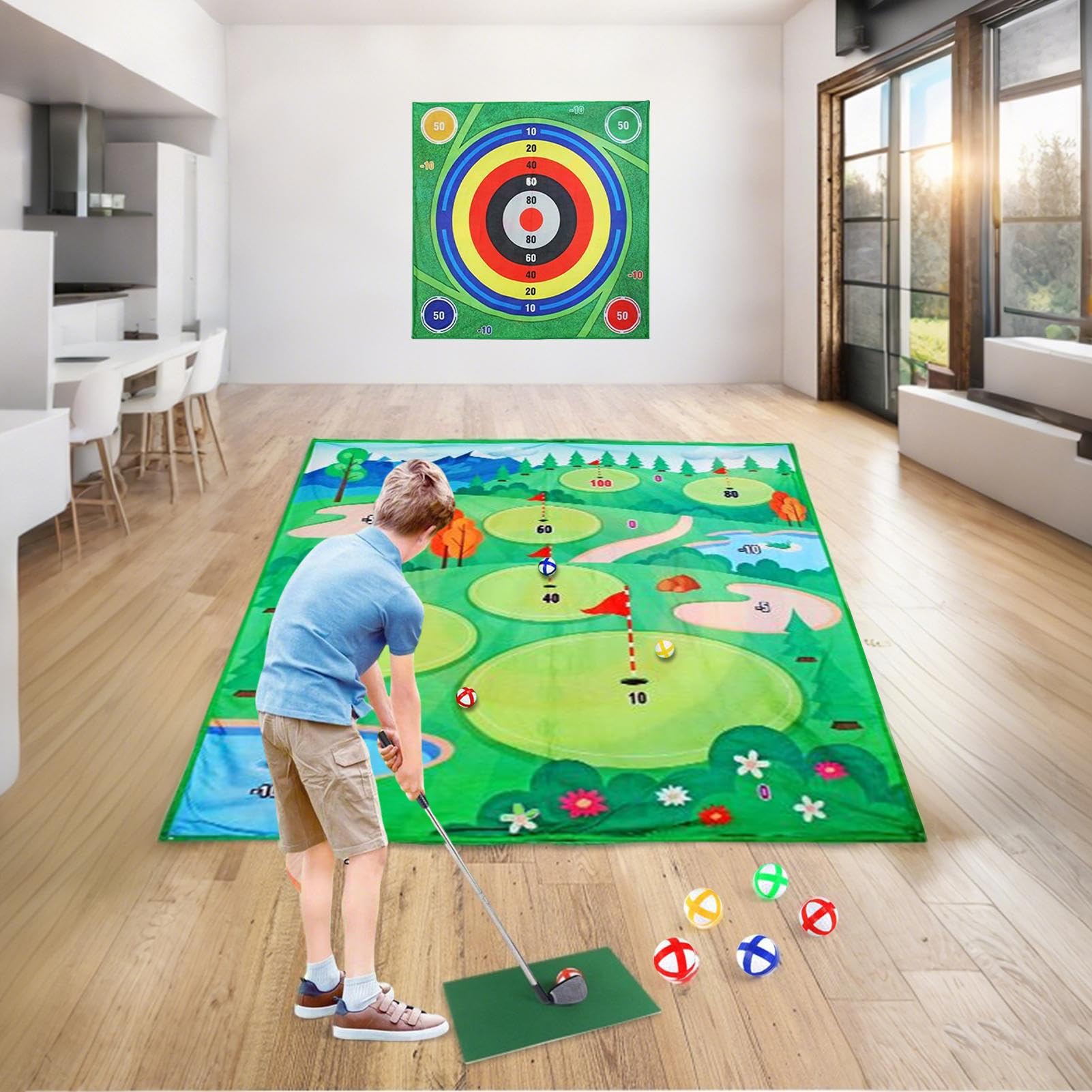 Mata Do Ćwiczeń Golfa Sportowy Sprzęt Treningowy | Obustronna Mata Do Ćwiczeń Golfowych Dla Dzieci I Początkujących Wewnątrz I Na Zewnątrz W Domu Biurze Garażu Na Trawniku W
