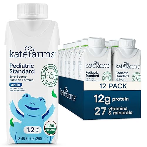 Kate Farms Fórmula Pediatric Standard 1.2, nutrición de fuente única, bebidas de suplemento nutricional, comidas de tubo de alimentación, batidos de