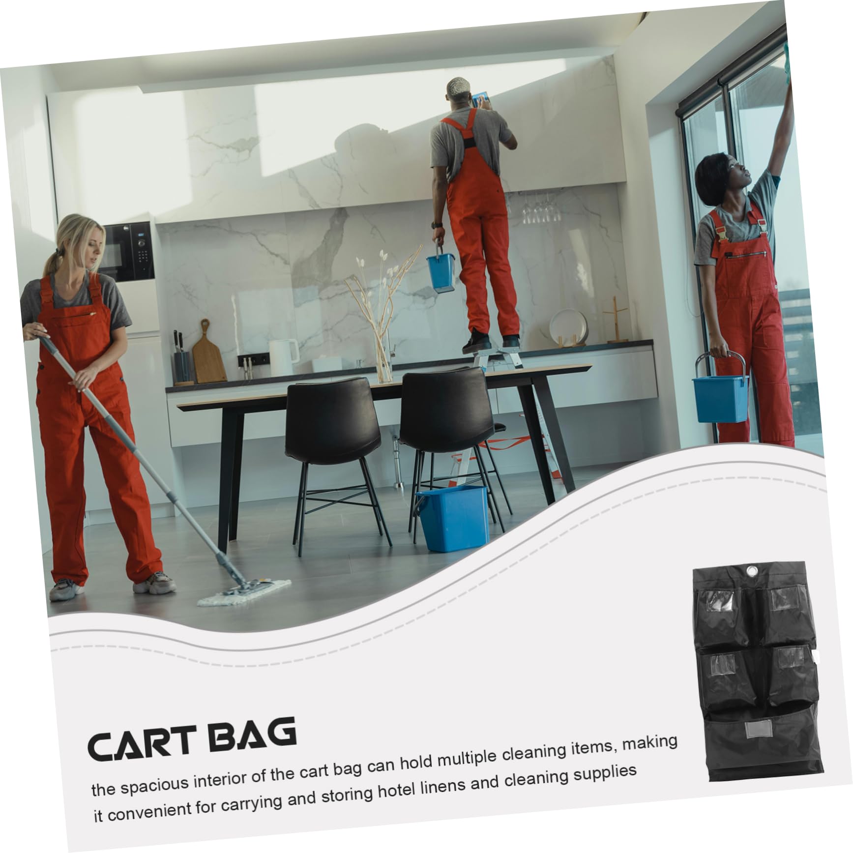 Cabilock Bolsa De Repuesto para Carrito De Limpieza Oxford Compartimentos Uso Industrial