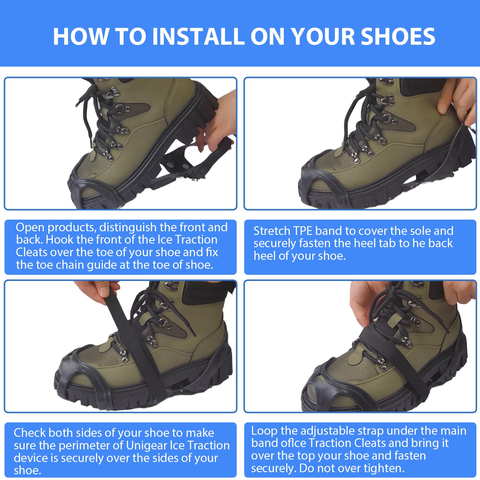 Schuhspikes Ice Schuhkrallen Eisspikes,Schnee-Grip-Stollen über Schuh,Schuhkrallen Anti-Rutsch Schuhspikes für Walking,Joggen,Klettern und Wander,Sohle Wandern Spazieren Hiking Walking Winter