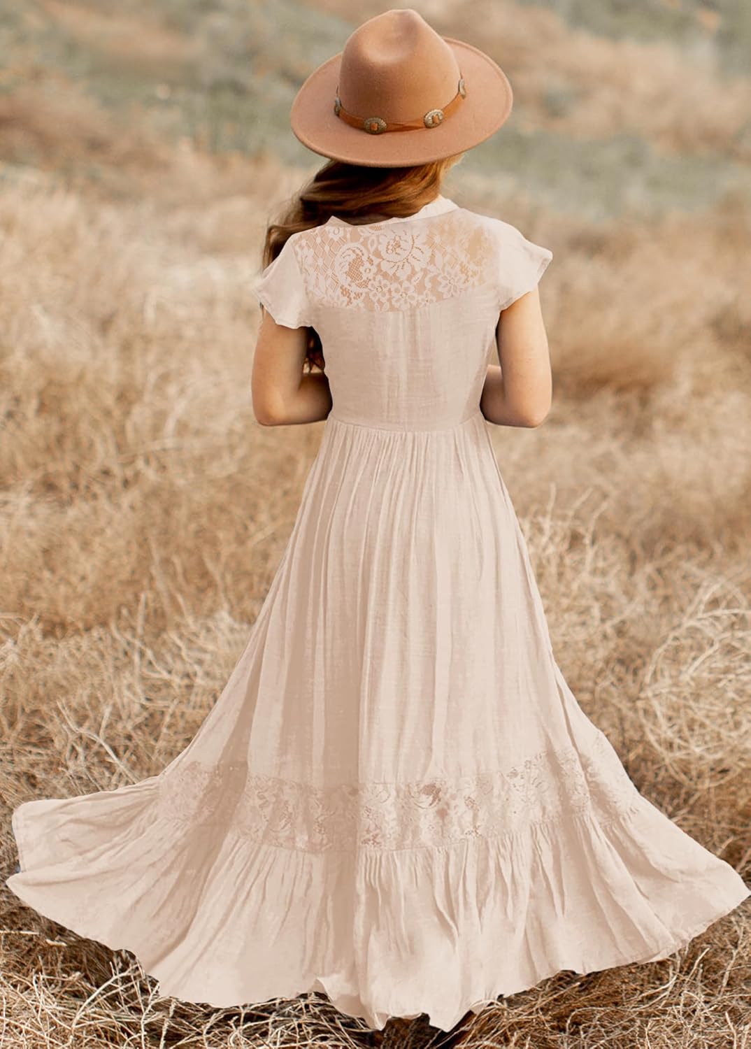 HOSIKA Girls Elegant Lace Ruffle Sleeve A-Line Formal Wedding Party Flower Girl Dress 6-12 Years - Image 5