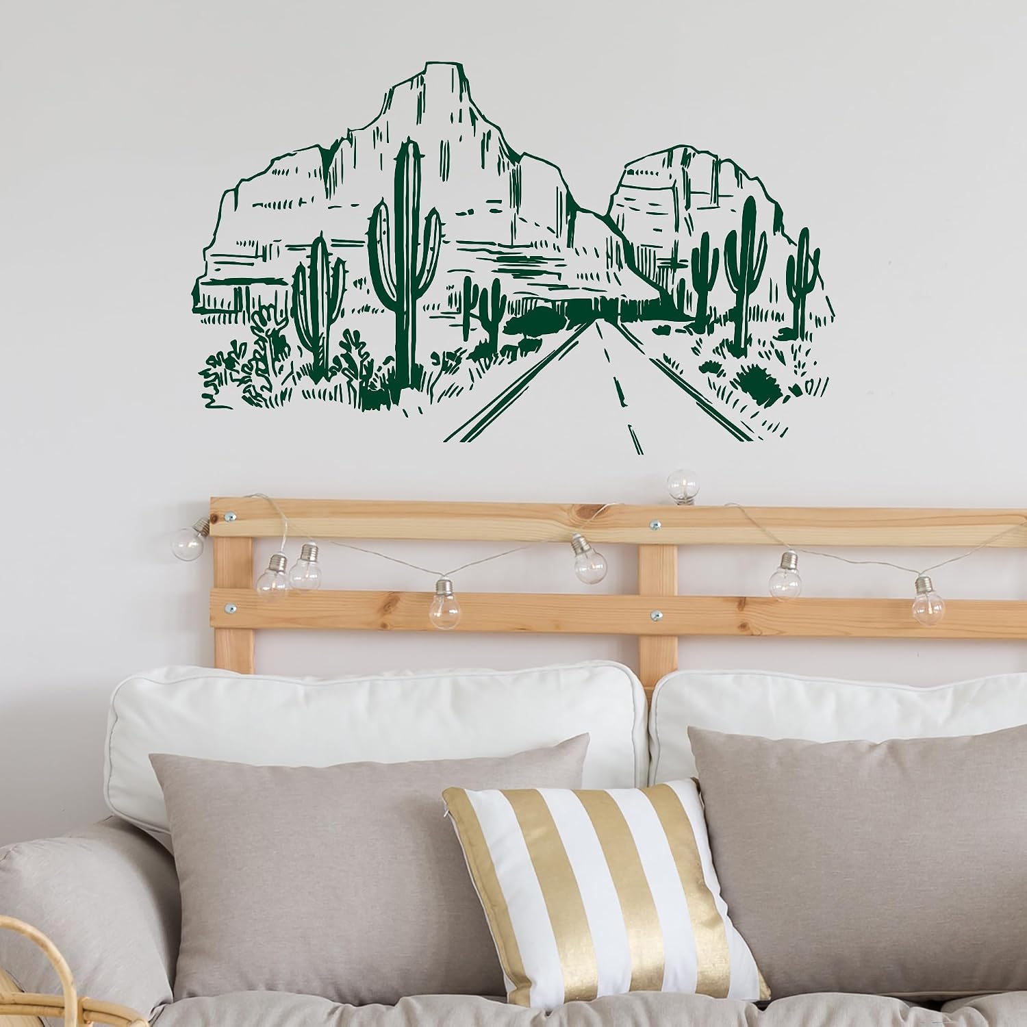 Vinyl Wall Decal Sketch Cacti Desert Western American Landscape Stickers Mural Large Decor (g7088) Black