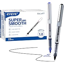 EYEYE Rollerball Pens, 1.0mm Bold Point, Pack of 25, Black Blue