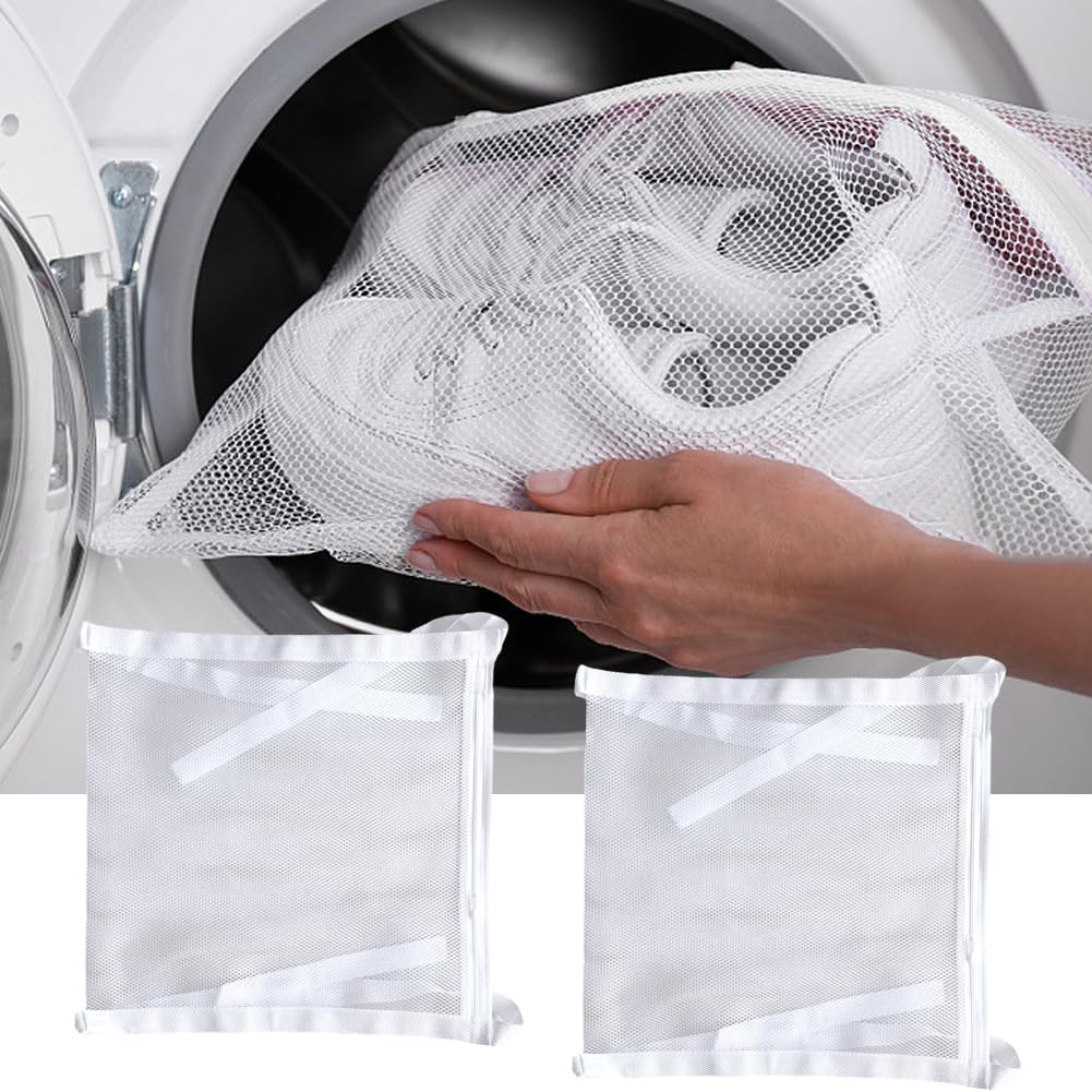 2 Pcs Shoe Dryer Bags,Adjustable Reusable Sneaker Dryer & Wash Bag Large Honeycomber Mesh Bags with Zipper and Strap for Washing Machine Shoes, Clothing