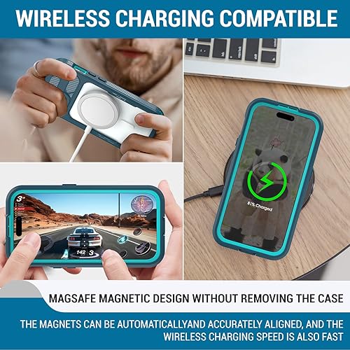 Miniatura 5 de Funda para iPhone 15 Plus, protector de pantalla integrado de cuerpo completo, militar, impermeable, a prueba de caídas, a prueba de polvo, bajo el