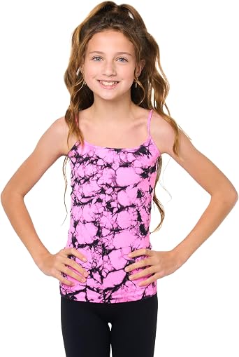 Malibu Sugar Girls Tie Dye Full Cami Tank Top Tank Tops for Girls and Teens Soft Stretch Tie Dye Shirt One Size Ages 7-10