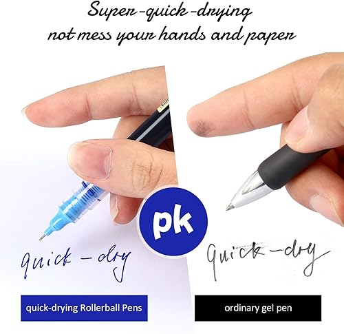 Miniatura 40 de 12 bolígrafos de punta extrafina, de tinta de secado rápido, de 0.5 mm, bolígrafos de tinta líquida bolígrafos, rollerball Colores retro y negro