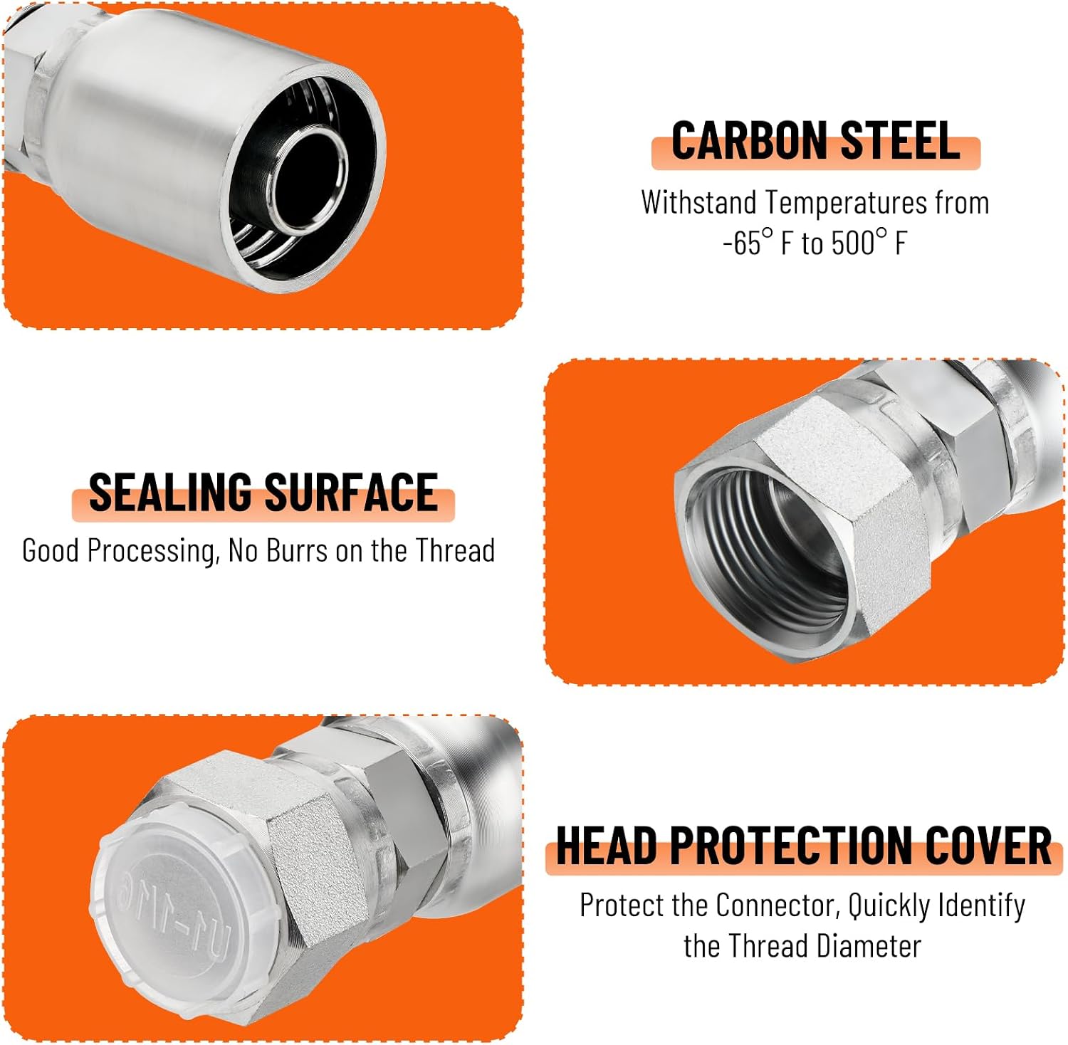 12 Pack JIC Hydraulic Hose Fittings: 3/4" I.D. Hose x 3/4" JIC 37° Female with Protection Cover Hydraulic Hose End Swivel Crimp Fitting Kits