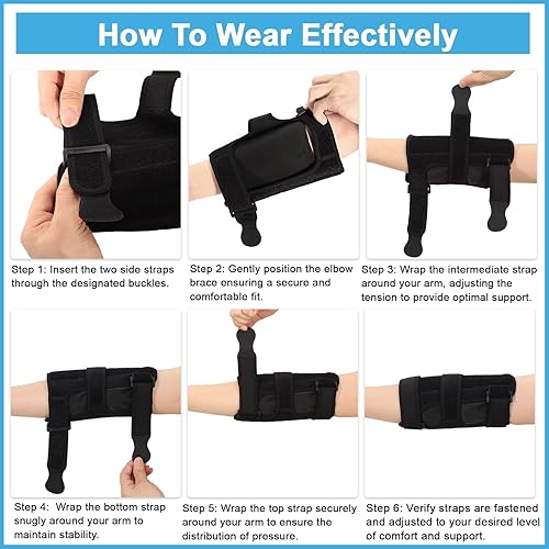 Miniatura 8 de Elbow Brace for Tendonitis and Tennis Elbow for Men, Women, Cubital Tunnel Syndrome Brace with 4 Removable Metal Spring Splint for Sleeping, Elbow
