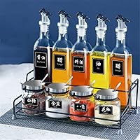 Vista 1 de ZHUHW - Contenedor de especias de vidrio, salero y pimienta, rociador, botella de aceite, organizador de especias