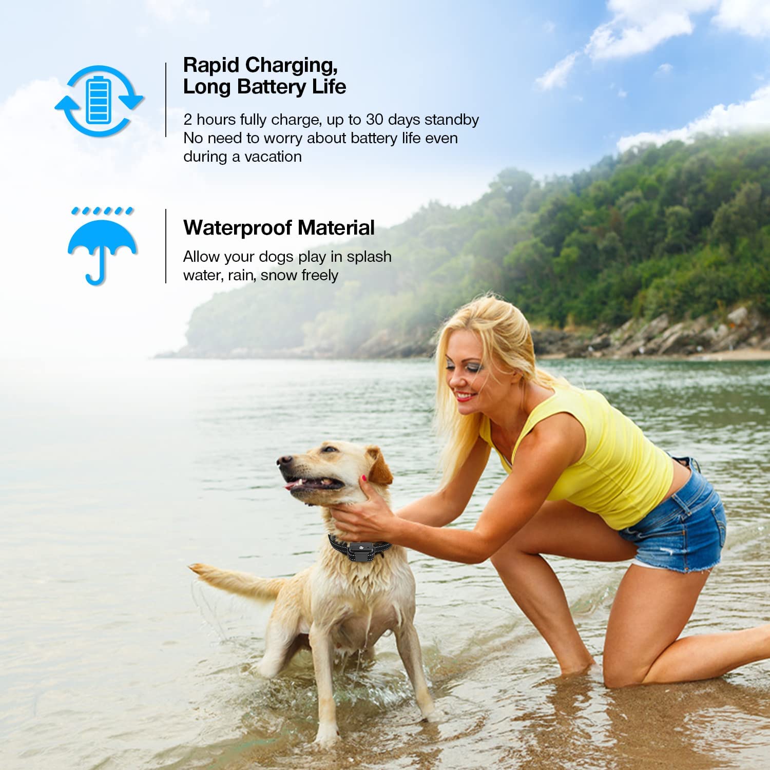 Collare Antiabbaio, Riconoscimento Automatico del Abbaio Cani, Collare Antiabbaio Citronella Spray, Innocuo e Sicurezza Collare Addestramento Cani, Collare Anti Abbaio Ricaricabile Impermeabile