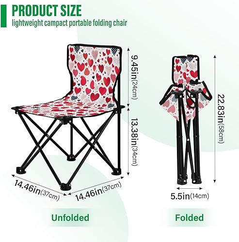 Miniatura 3 de Outdoor Folding Red Heart Valentine's Day Camping Chairs for Adults Portable Camping Chair Lightweight Lawn Chair 202a5218