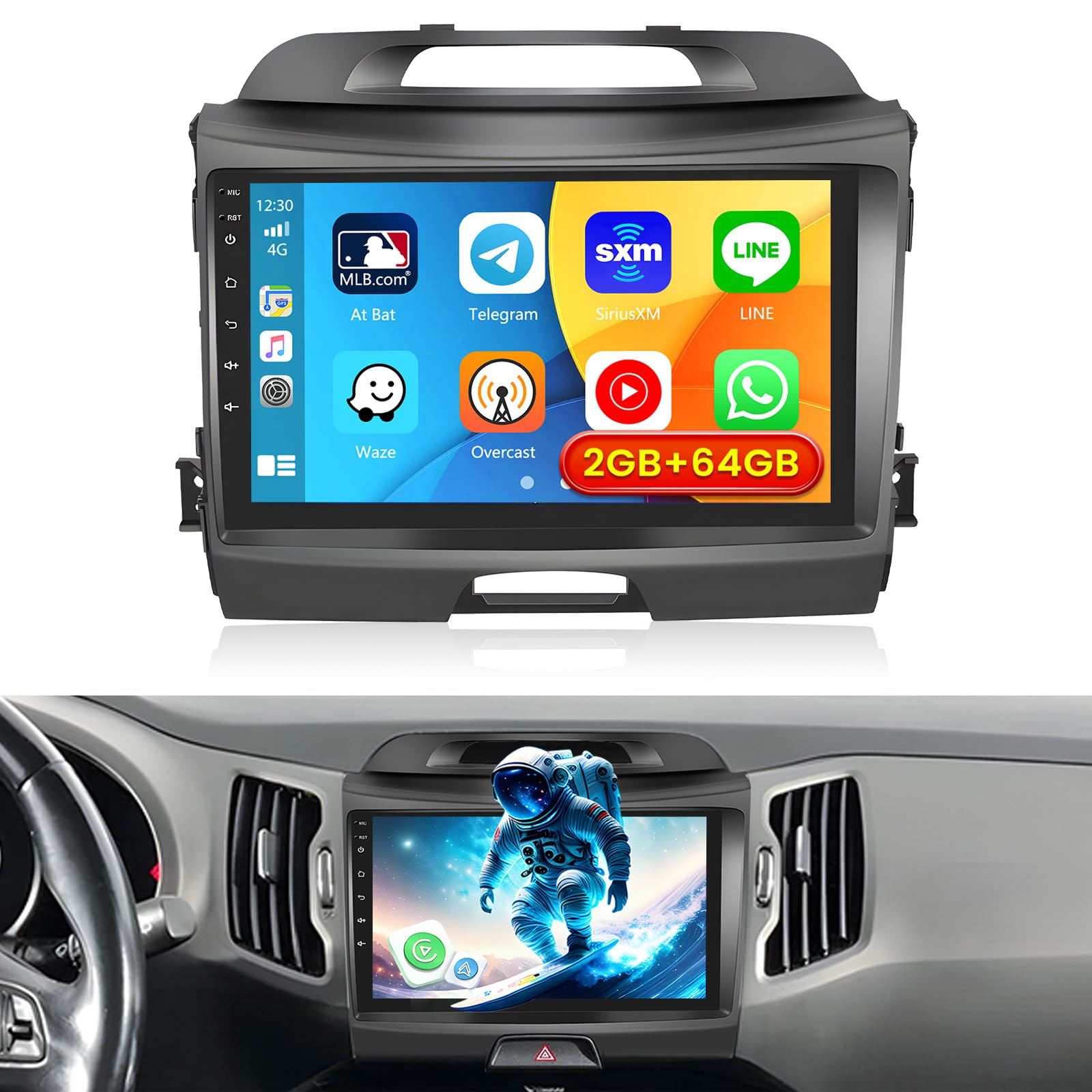 Inefala [2+64GB] Android 15 Car Radio for Kia Sportage 2010-2016 with Wireless Carplay Android Auto, 9 Inch HD Touchscreen Car Stereo with WiFi GPS