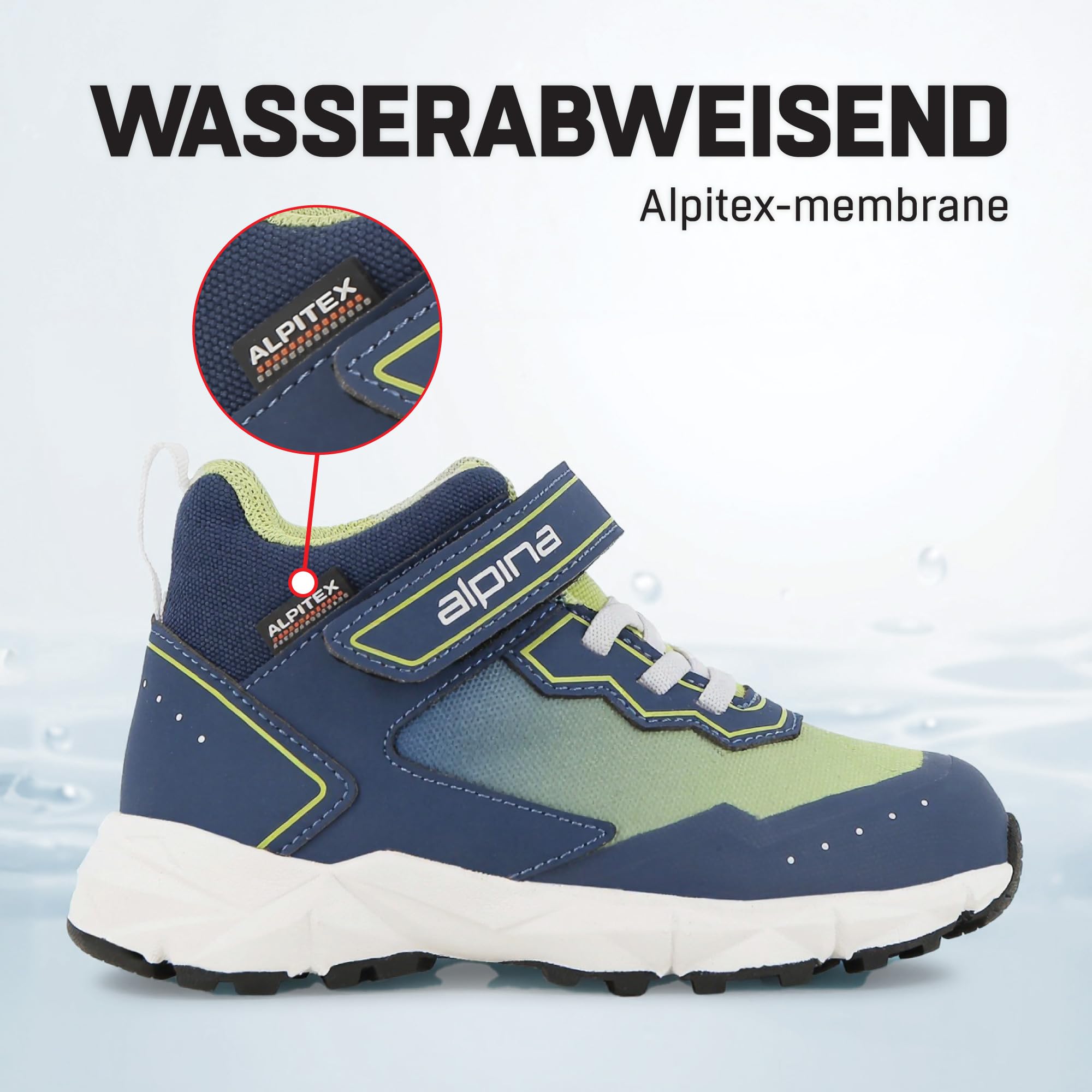 Alpina Breeze Jr Mid Wanderschuhe Kinder – Größen 36-39 | Trekkingschuhe Kinder, mit Alpitex Membran & Anti-Rutsch-Sohle, Trekking- & Wanderschuhe für Kinder