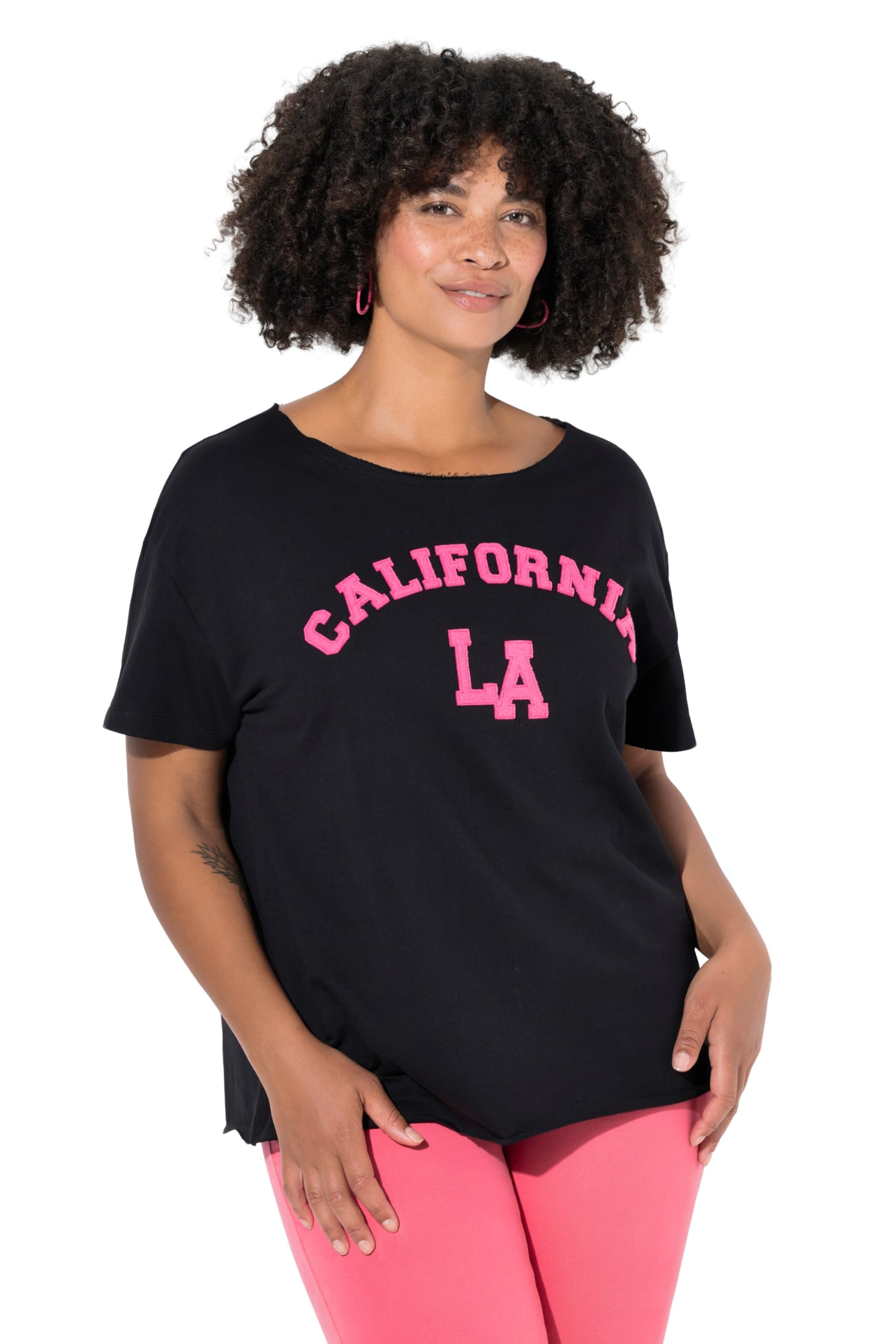 Angel of Style Damen große Größen Übergrößen Plus Size Sweatshirt, Boxy Fit, Kurzarm, Frottee-Schriftzug 846893