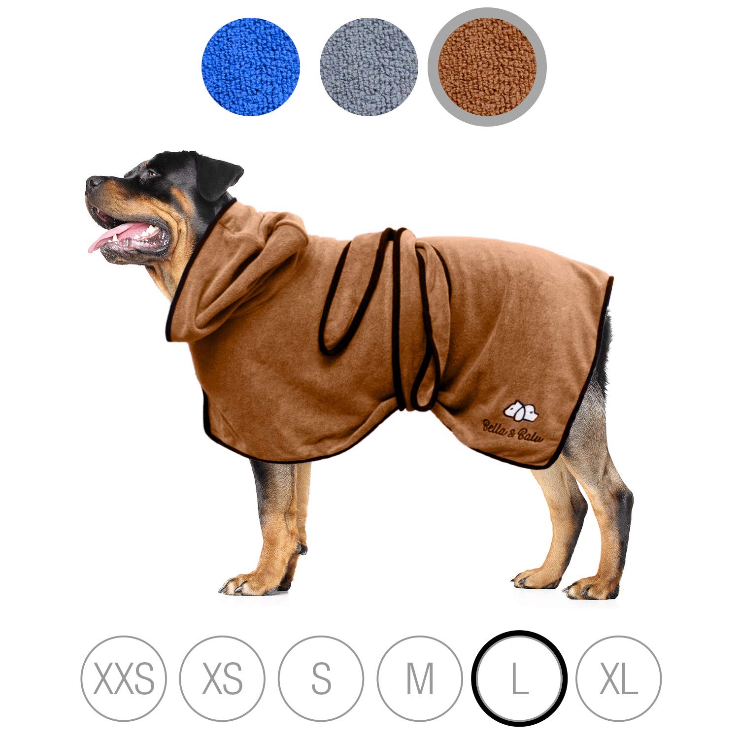 Bella & Balu Microfiber Dog Bathrobe - Absorbent Dog Towel to dry after bathing, swimming, or walking in the rain