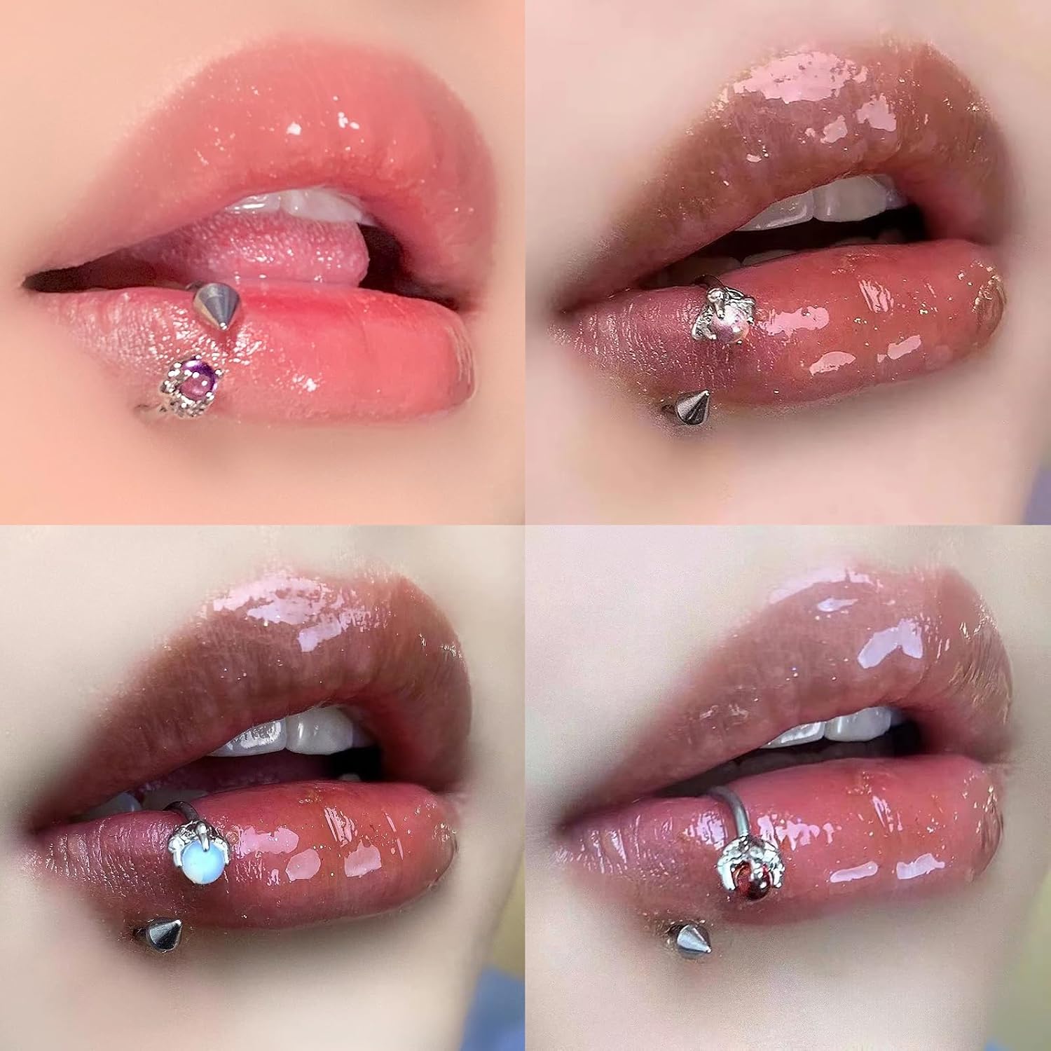 Dragon Claw Labret Barbell Titanium Lip Piercing Jewelry with Personalized Claw Setting Opal Inlaid Lip Rings Human Puncture Jewelry for Women Men