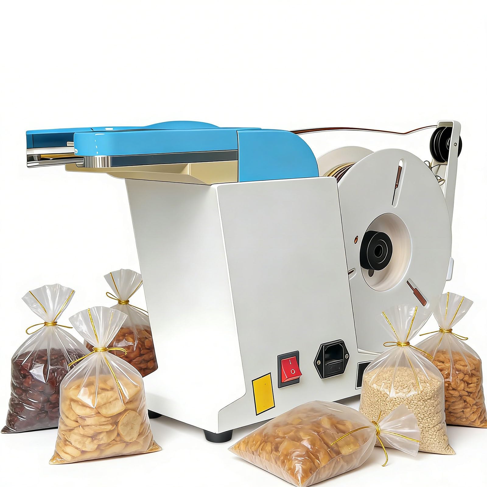 Macchina automatica per impacchettare, sigillatrice a spirale per alimenti, pane, fiori, artigianato, tenuta stretta a 4 cicli, diametro regolabile 0,1-1,2 mm, essenziale per supermercati
