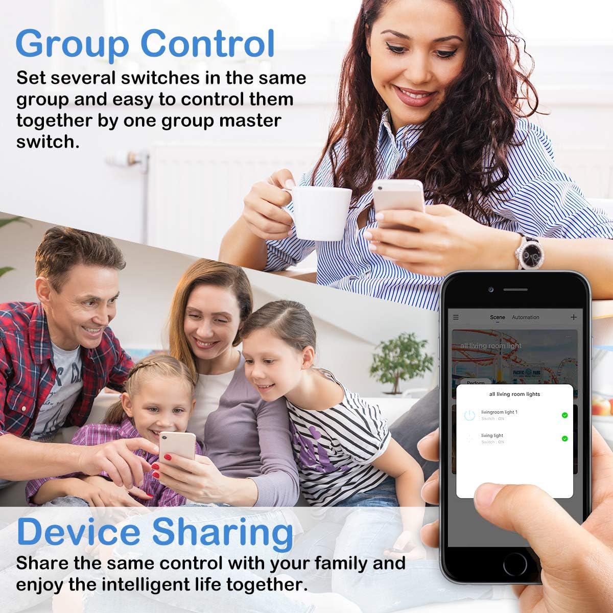 Kontrol babagi kulawarga pikeun alat pinter sareng fitur kontrol grup