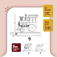 Vista 6 de Klikel Juego de 2 colgadores de calcetines de tren – Soporte de metal plateado brillante para calcetines de Navidad para chimenea – Resistente