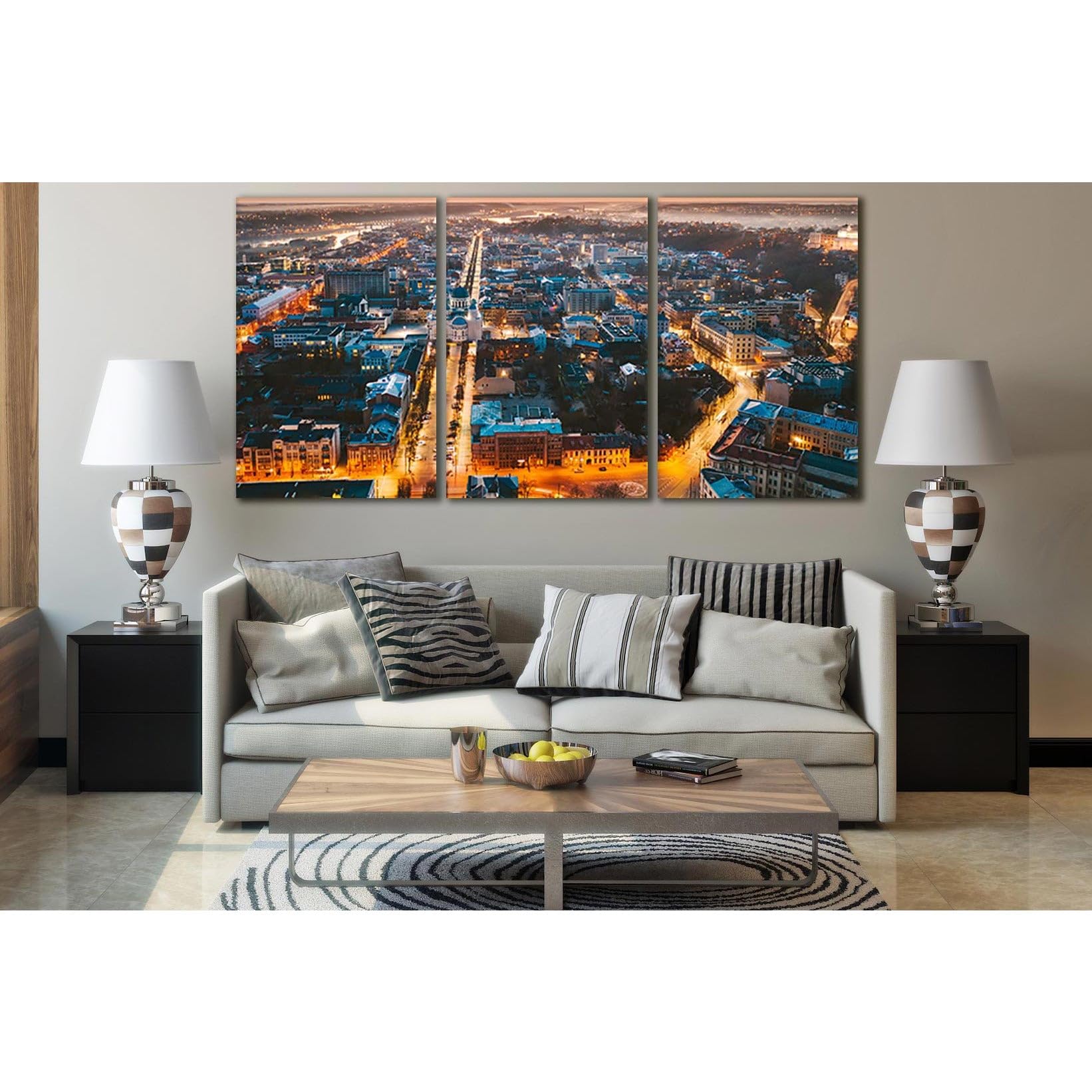 Lienzo decorativo de Kaunas Lituania cuadro triptico moderno para pared de salon 120x60 3