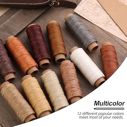 Miniatura 4 de BUTUZE Hilo encerado de cuero de 660 yardas, 150D, 55 yardas por carrete, hilo de costura para manualidades, encuadernación, reparación de zapatos,