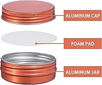 Vista 3 de Recipiente de aluminio de 1 oz / 30ml con tapa de rosca y etiquetas en blanco (Naranja - Paquete de 32)