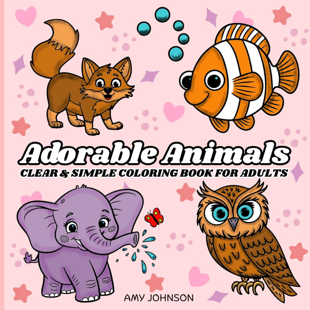 Coloring Book for Adults - Adorable Animals: Clear and Simple