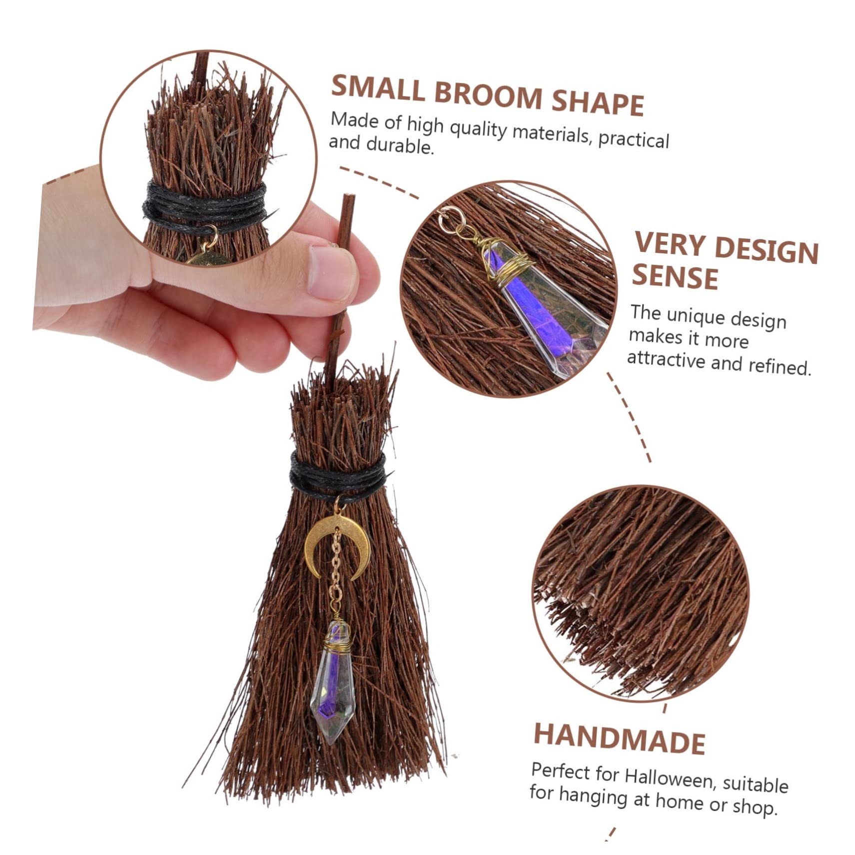 HOLIDYOYO Halloween Mini Broom Ornament Decorative Halloween Broom Witch Broom Pendant for Home