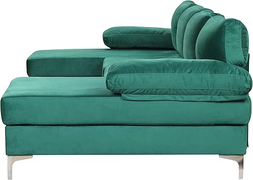 Miniatura 6 de Casa Andrea Milano Sofá seccional grande moderno de la forma de U de la tela del terciopelo, sofá doble extra ancho de la tumbona, trébol