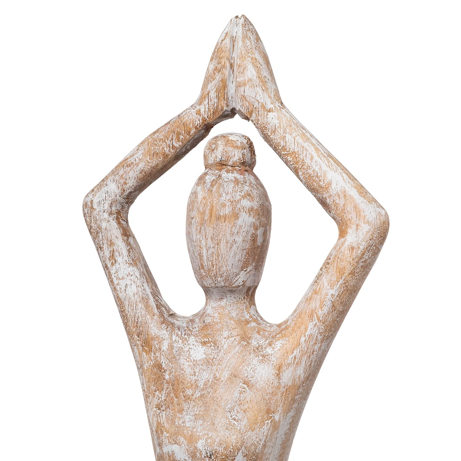 Moritz Yoga Skulptur Schneidersitz 37 cm weiß – Mangoholz Deko Frau | Aus einem Stück Holz geschnitzt und hell gekalkt, Unikat mit feiner Maserung, Siddhasana für Ruhe, ideal für Yogaraum
