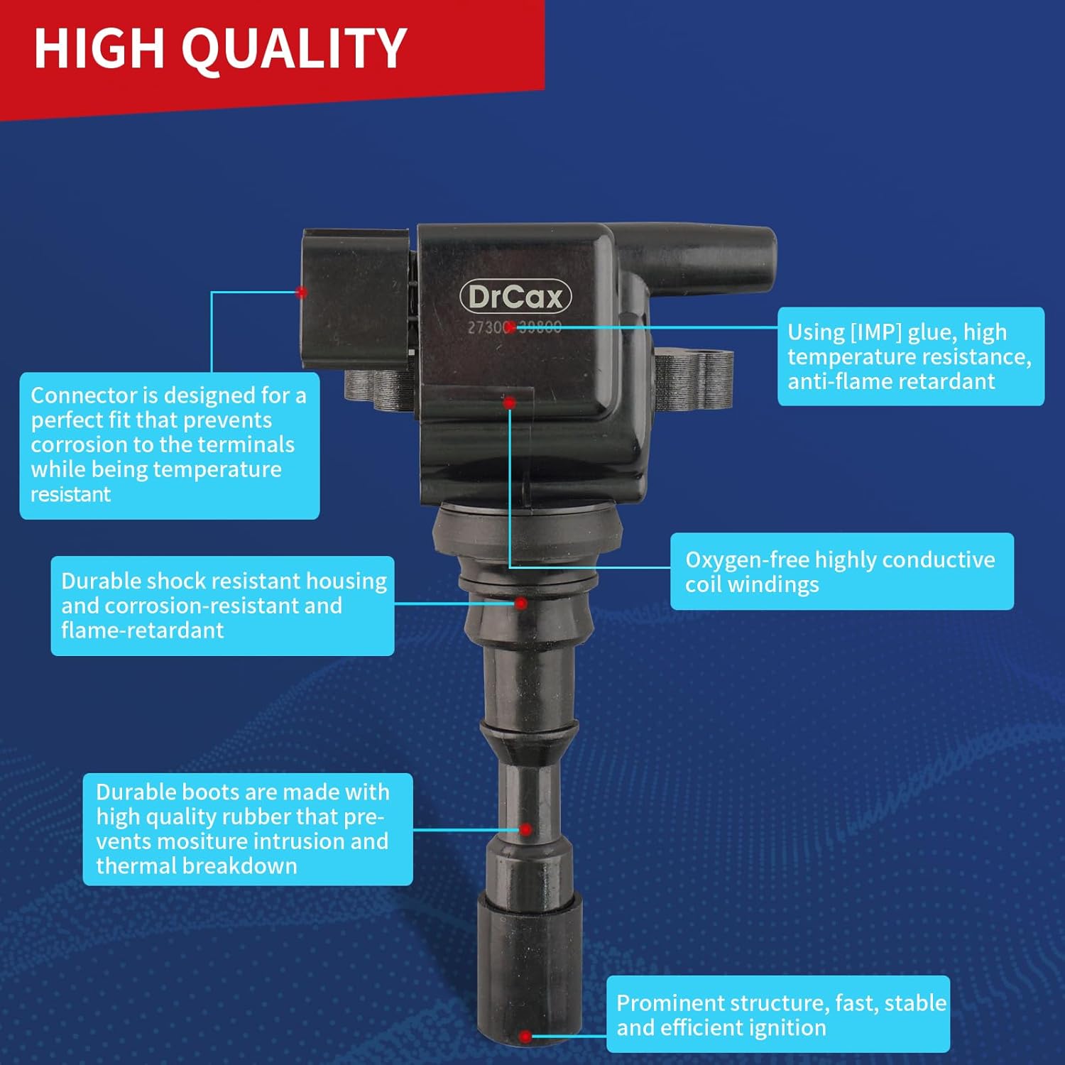 OEM Ignition Coil UF431 27300-39800 Compatible with Kia 2003 2004 2005 2006 Sorento V6 3.5L - 1 Pack