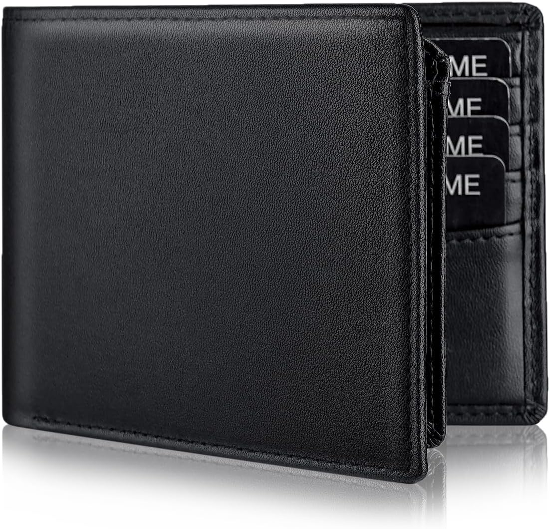 Genuine Leather Wallet for Men Bifold RFID Blocking Wallets with 12 Card Slots, 2ID Window & 2 Cash Pocket - Includes Gift Box