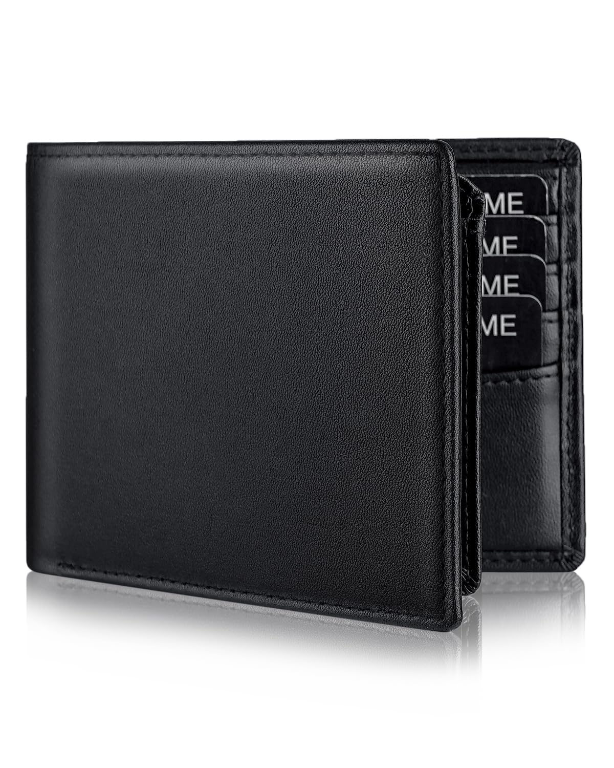 Genuine Leather Wallet for Men Bifold RFID Blocking Wallets with 12 Card Slots, 2ID Window & 2 Cash Pocket - Includes Gift Box