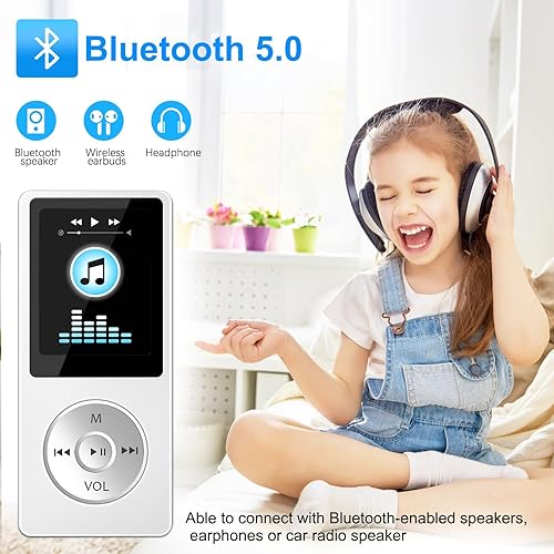 Miniatura 3 de Aigital Reproductor de MP3 con Bluetooth y tarjeta TF de 32 GB, reproductor de música de alta fidelidad con altavoz y auriculares integrados,