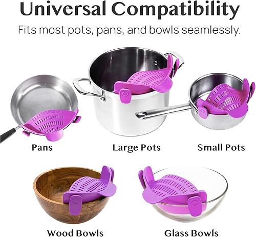Miniatura 53 de Kitchen Gizmo - Colador Snap N Strain de pasta para ollas, colador de silicona ajustable con clip para ollas, sartenes y cuencos, para la cocina