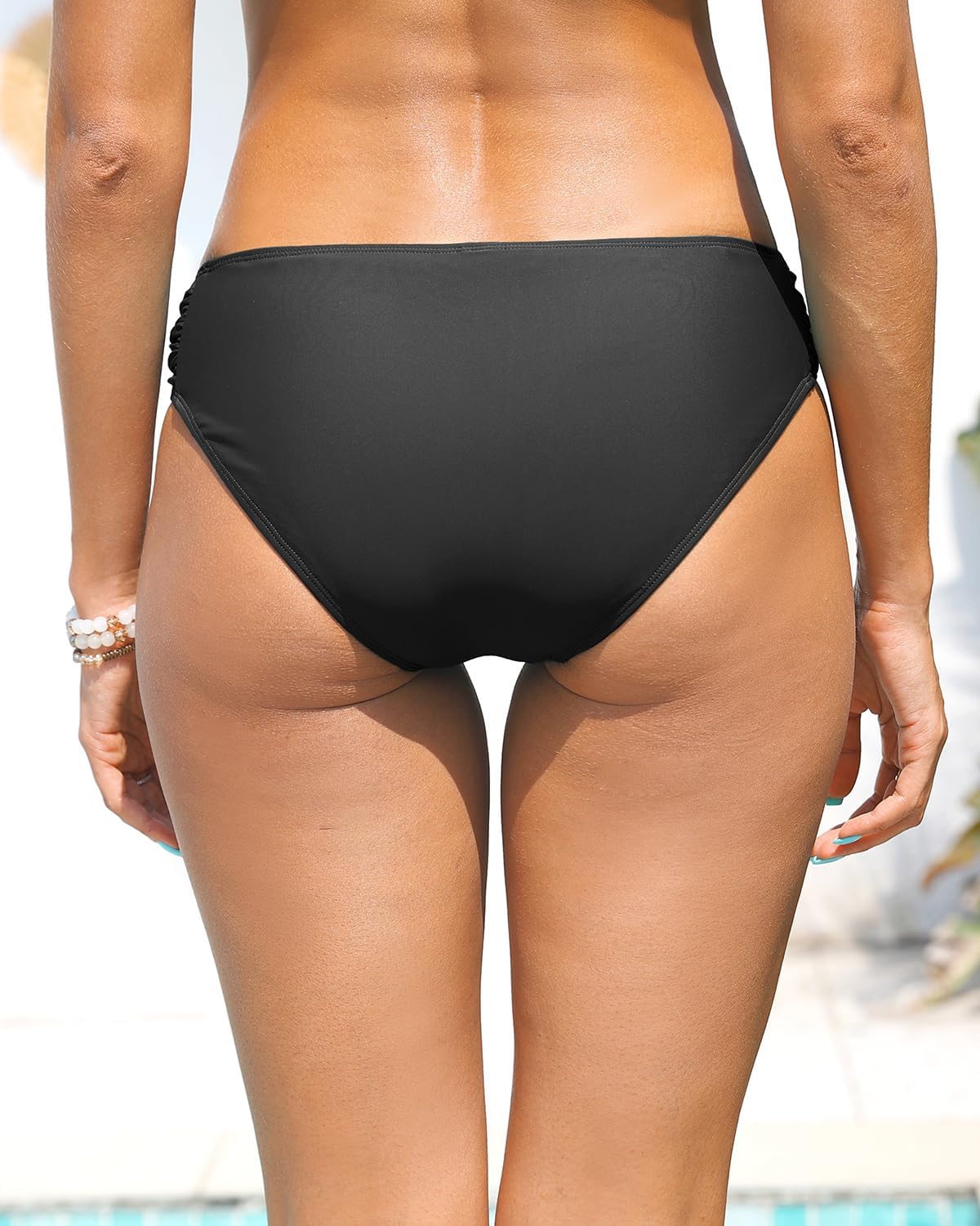 Zmart Women Low Rise Bikini Bottoms - Full Coverage Ruched Bathing Suit Swim Bottom Swimsuits Swimwear - Image 2
