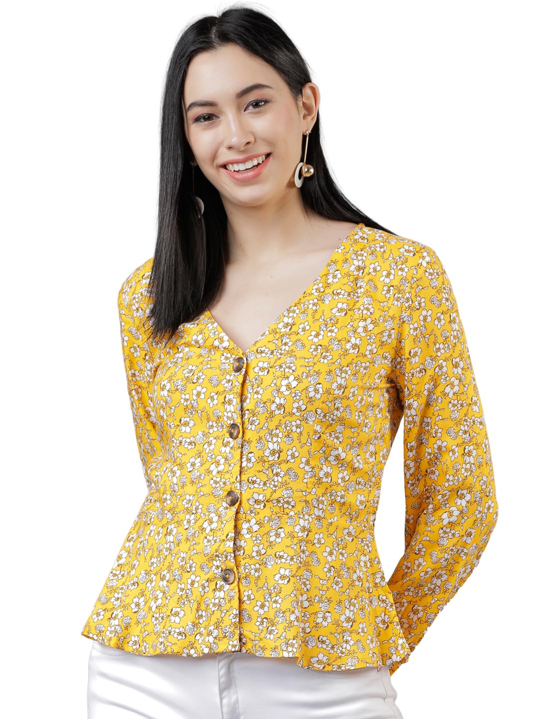 Women's Long Sleeves V-Neck Printed Tops| Stylish Casual wear