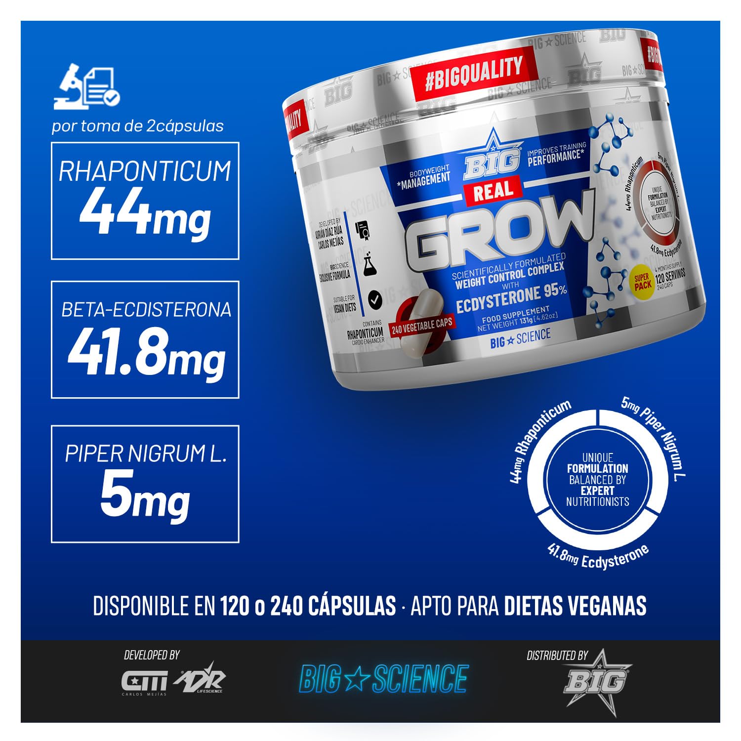Ecdisterona Beta Ecdisterona 100% Natural 120 Cápsulas Masa Muscular Recuperador Muscular 95% Pureza Vegano