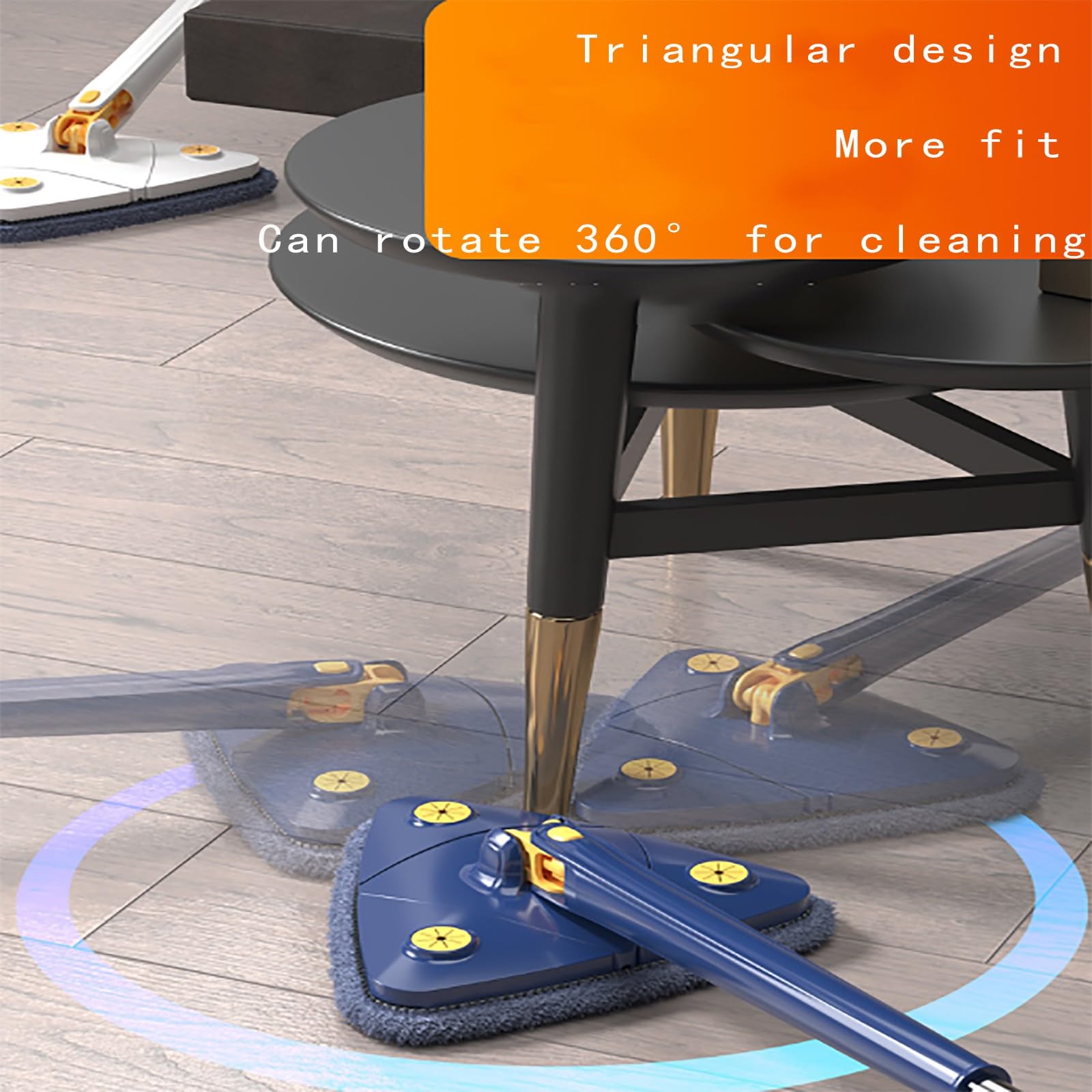 Mopa triangular giratoria con poste telescópico, escoba de limpieza de microfibra para suelos duros, ventanas, paredes y azulejos, incluye 3 paños