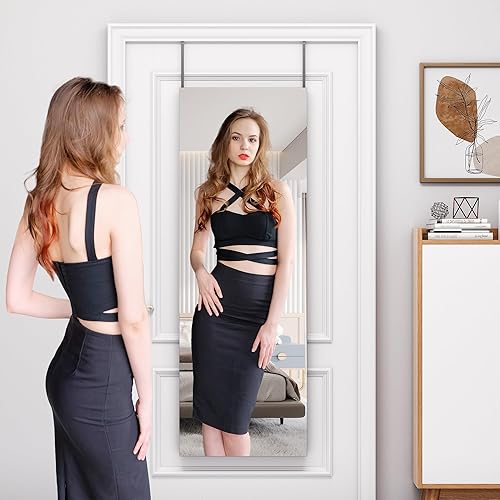 Miniatura 8 de Hasipu Espejo de longitud completa montado en la pared, espejo de puerta de 47 x 16 pulgadas, espejo sobre la puerta, espejo de cuerpo completo,