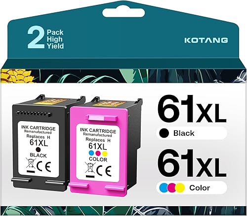 Miniatura 1 de Cartucho de tinta remanufacturado de repuesto para HP 61XL, paquete combinado de color negro para impresora HP Envy 5530 4500 4502 5535 Officejet