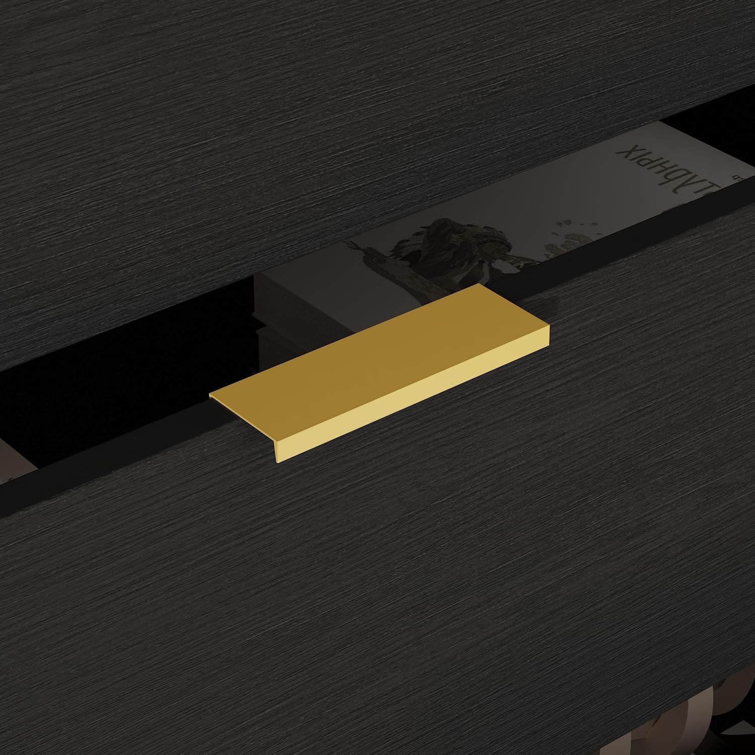 Black Nightstand with 3 Drawers, Modern Night Stand Bedside Table with Drawers and Golden Legs, Wide End Table for Small Space, Entryway, 29.7" H