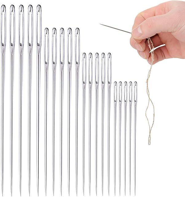 MYSY Big Eye Long Sewing Needle, 20pcs Large Eye Embroidery Needles, 4 Sizes Sharp Point Stitching Needles 2.3" 3" 3.5" 4"