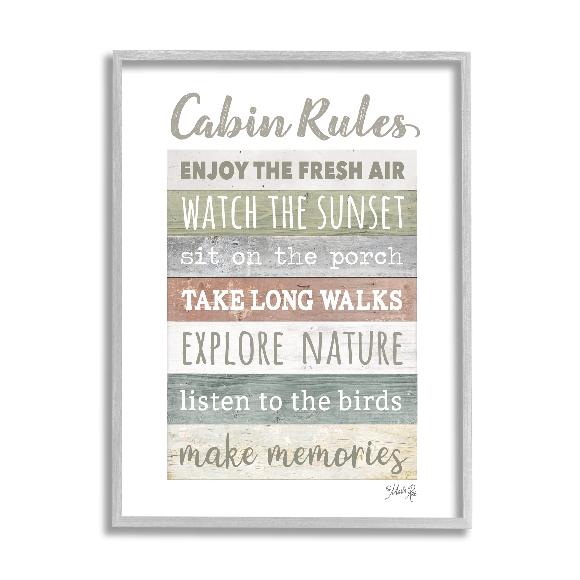 Stupell Industries Cabin Rules Typography Sign Nature Hiking Theme, Design by Marla Rae