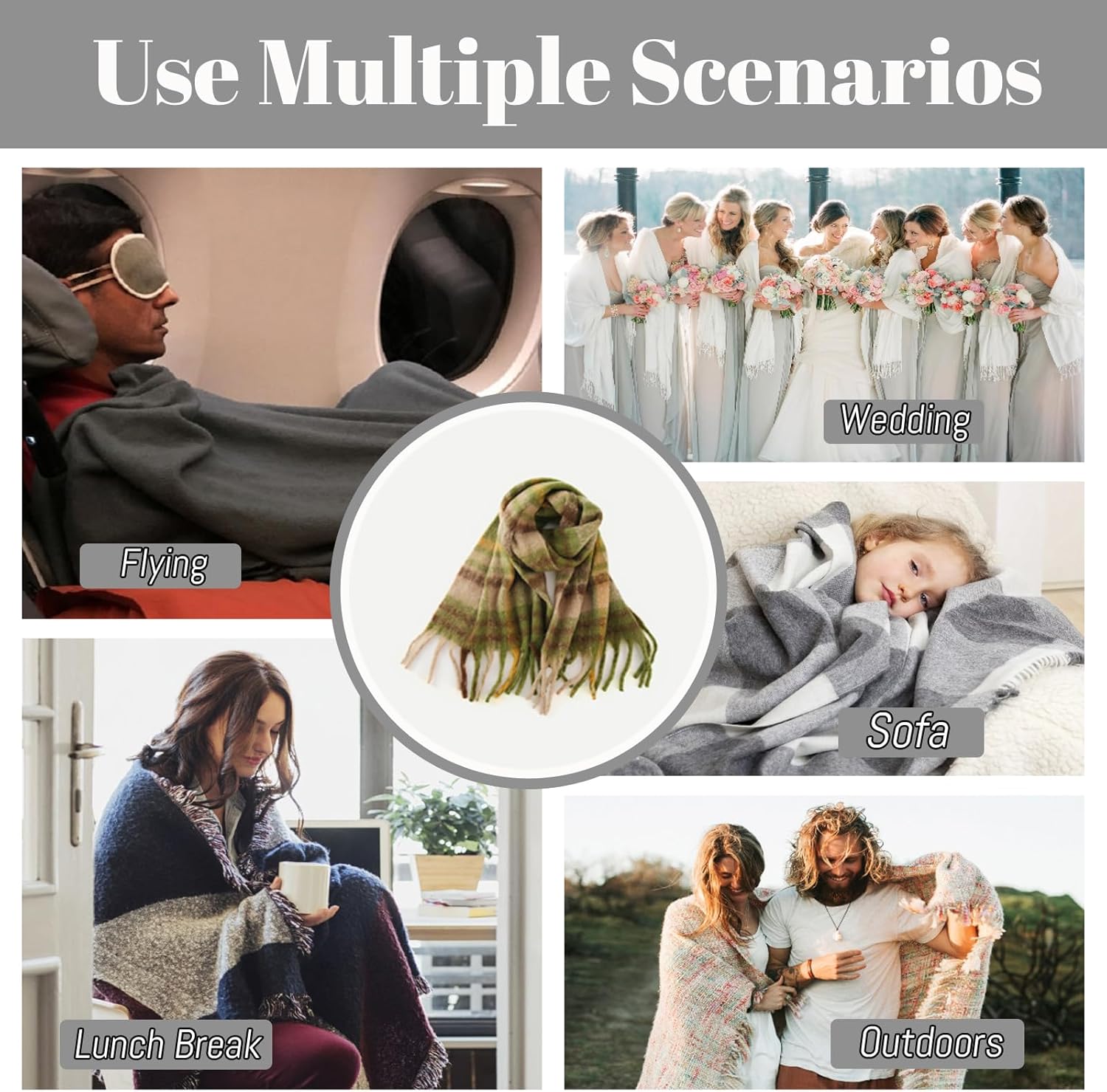 Large Scarf Colorful CashmereThick Tassel Scarf for Women Fall Winter Warm Big Shawl Blanket Scarves & Wraps Gifts - Image 5